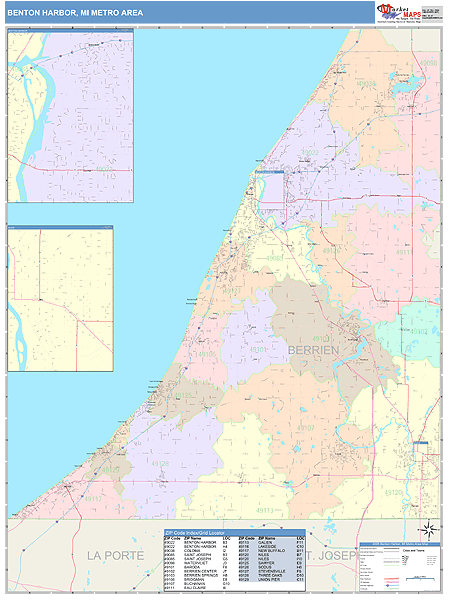 Benton Harbor Metro Area Wall Map